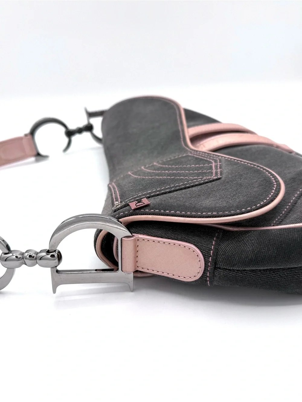 Dior Gray and Pink Galliano Saddle Bag - Picture 5 of 15